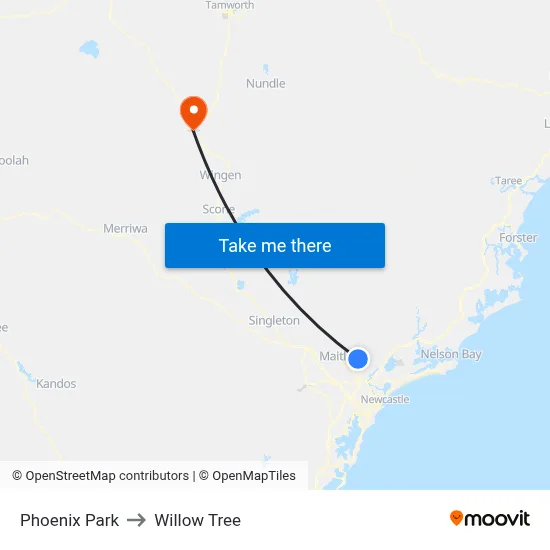 Phoenix Park to Willow Tree map