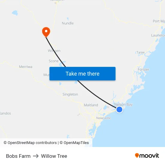 Bobs Farm to Willow Tree map