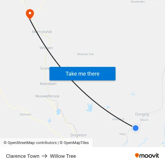 Clarence Town to Willow Tree map