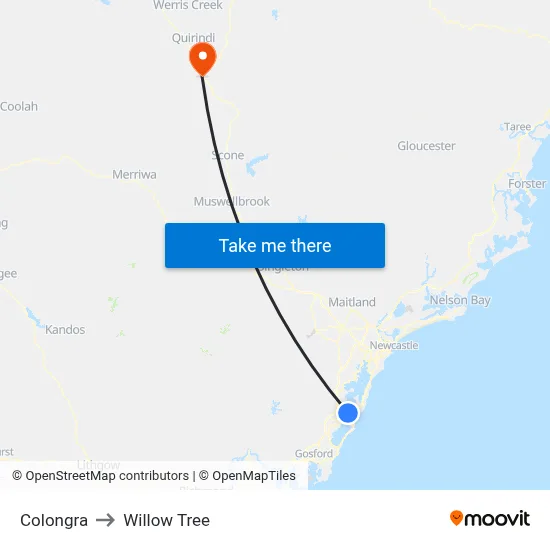 Colongra to Willow Tree map