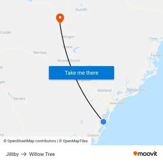 Jilliby to Willow Tree map