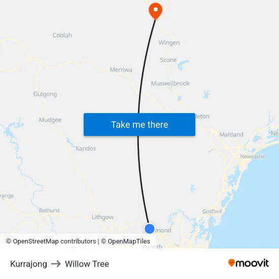 Kurrajong to Willow Tree map