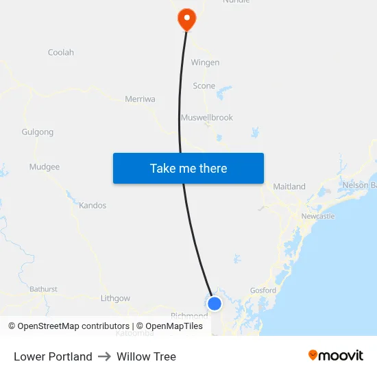 Lower Portland to Willow Tree map