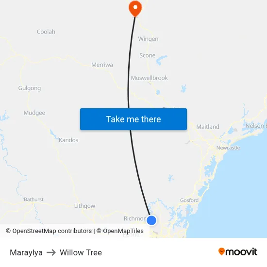 Maraylya to Willow Tree map