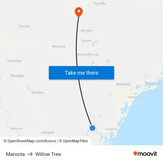 Maroota to Willow Tree map