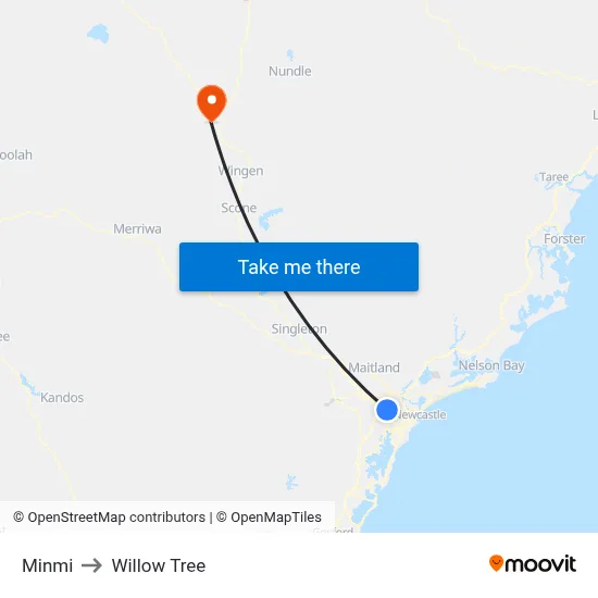 Minmi to Willow Tree map