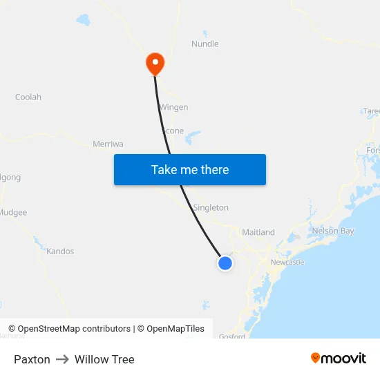 Paxton to Willow Tree map