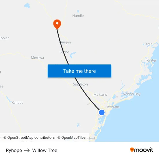 Ryhope to Willow Tree map
