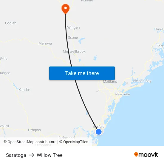 Saratoga to Willow Tree map