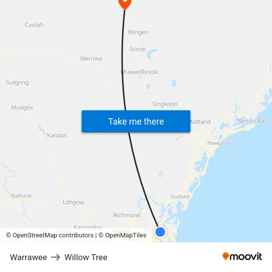 Warrawee to Willow Tree map
