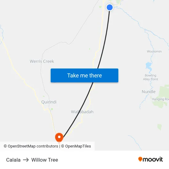 Calala to Willow Tree map