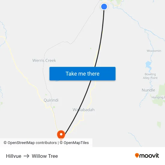 Hillvue to Willow Tree map