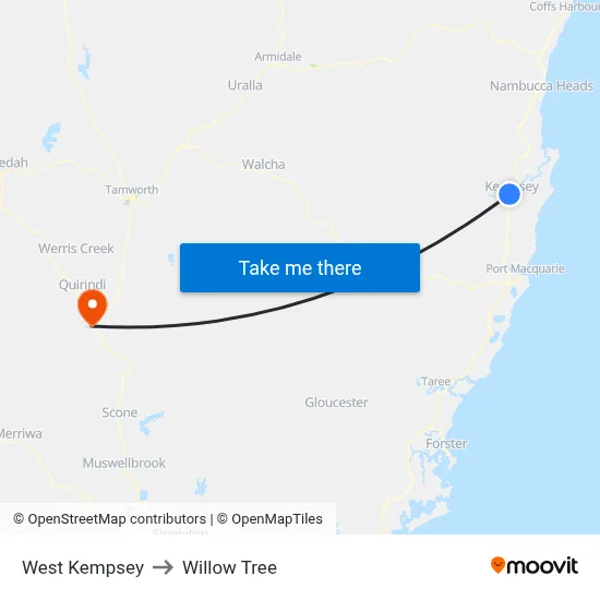 West Kempsey to Willow Tree map