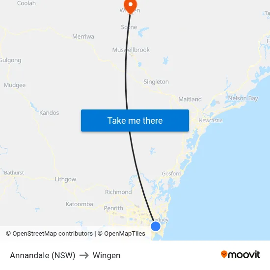 Annandale (NSW) to Wingen map