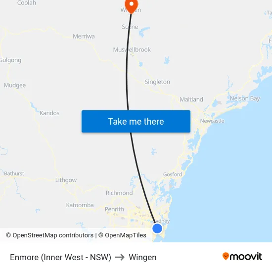 Enmore (Inner West - NSW) to Wingen map