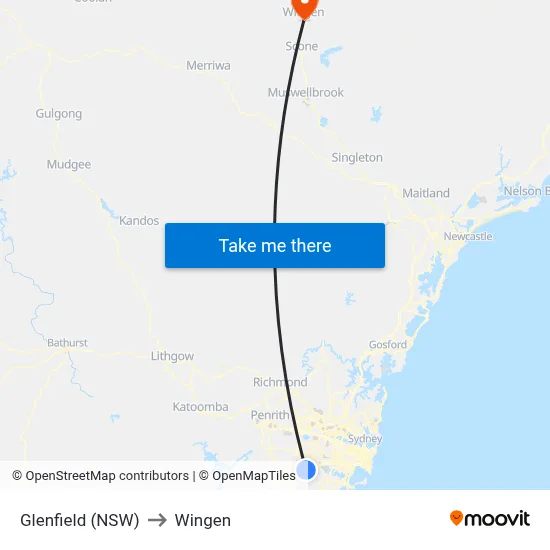 Glenfield (NSW) to Wingen map