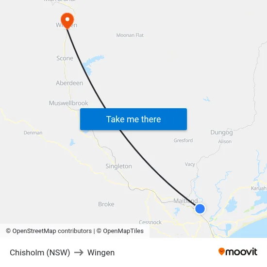 Chisholm (NSW) to Wingen map