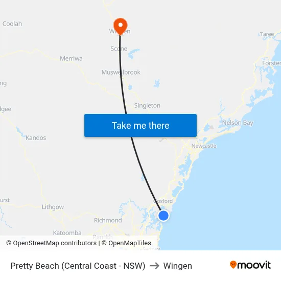 Pretty Beach (Central Coast - NSW) to Wingen map