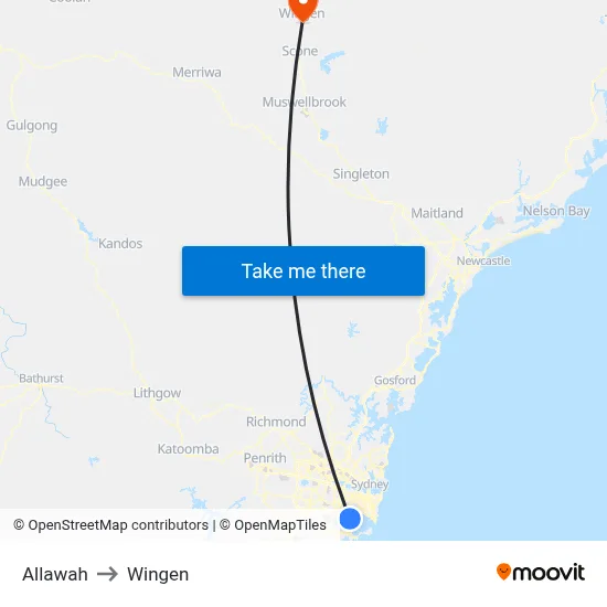 Allawah to Wingen map