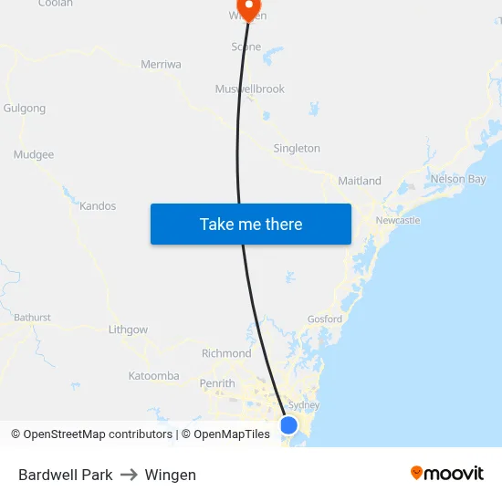 Bardwell Park to Wingen map