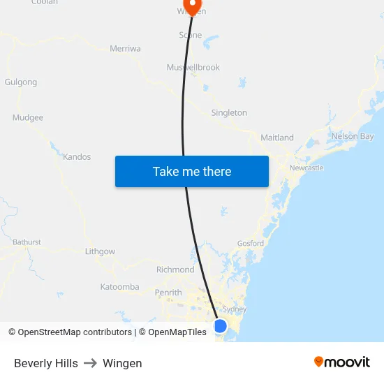 Beverly Hills to Wingen map