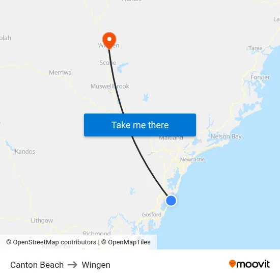 Canton Beach to Wingen map