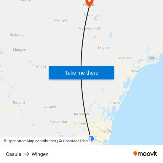 Casula to Wingen map