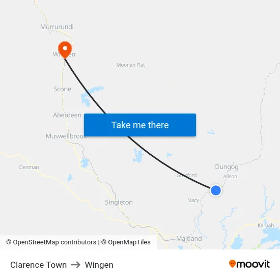 Clarence Town to Wingen map