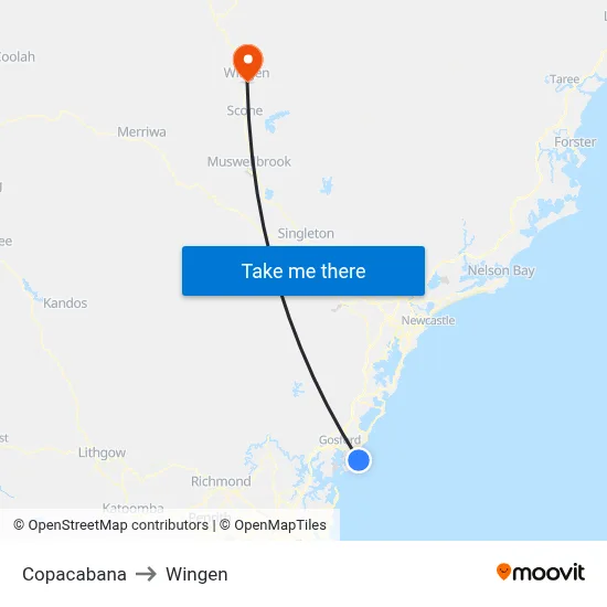 Copacabana to Wingen map