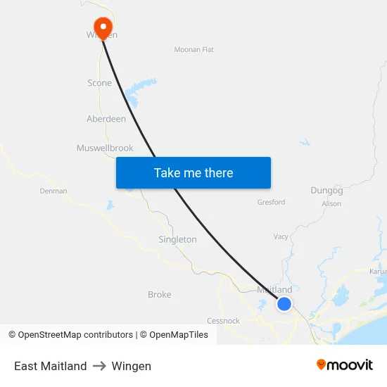 East Maitland to Wingen map