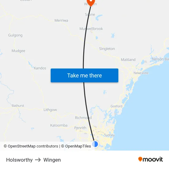 Holsworthy to Wingen map