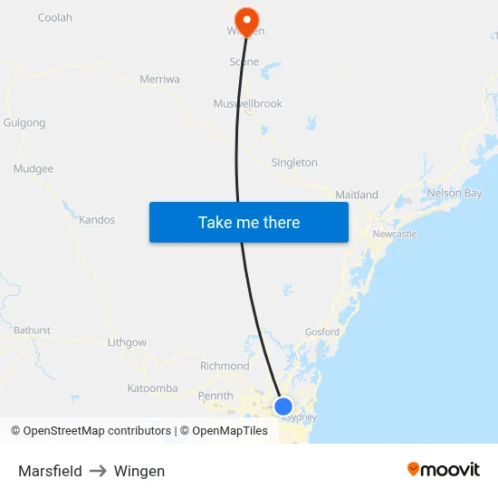 Marsfield to Wingen map