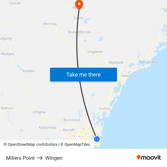 Millers Point to Wingen map