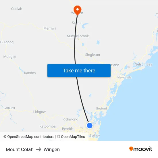 Mount Colah to Wingen map