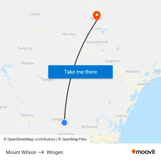 Mount Wilson to Wingen map