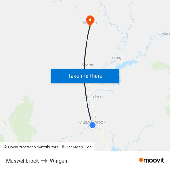 Muswellbrook to Wingen map