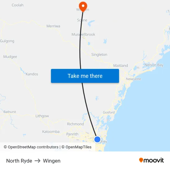 North Ryde to Wingen map