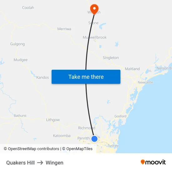 Quakers Hill to Wingen map