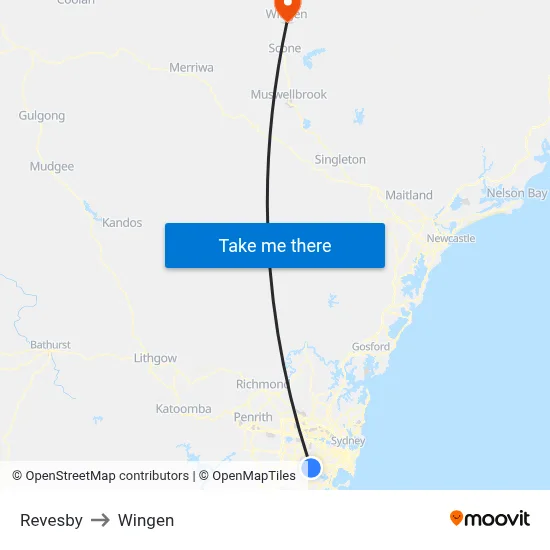 Revesby to Wingen map
