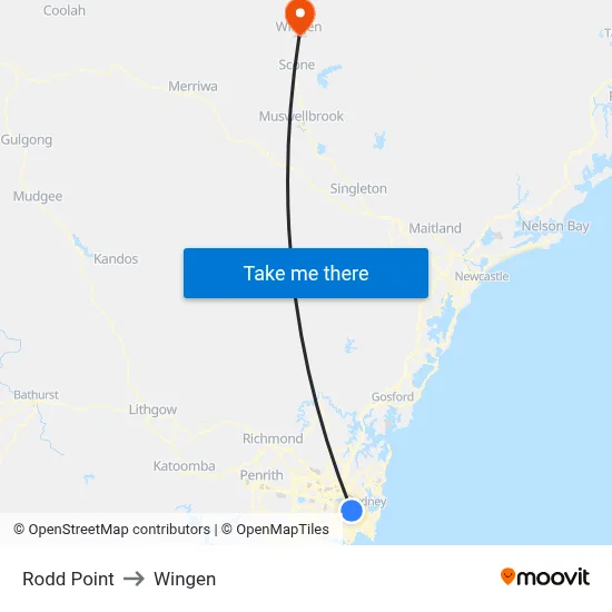 Rodd Point to Wingen map