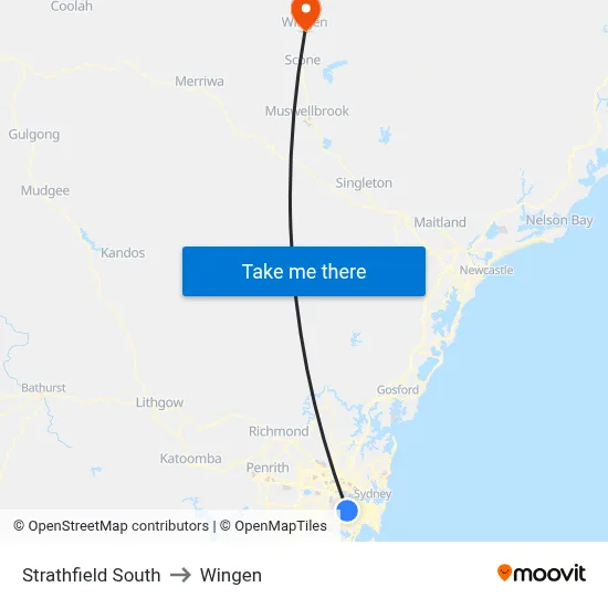 Strathfield South to Wingen map
