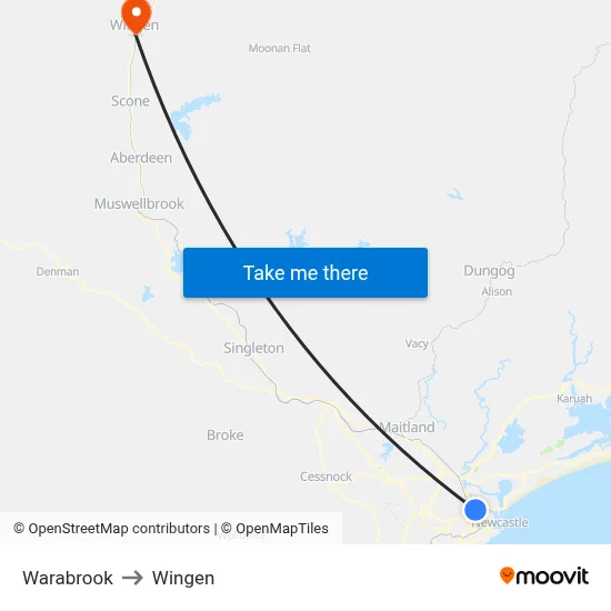Warabrook to Wingen map