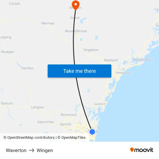 Waverton to Wingen map