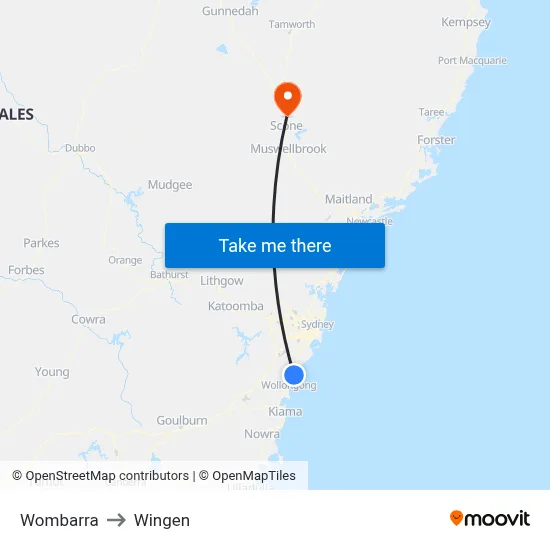 Wombarra to Wingen map
