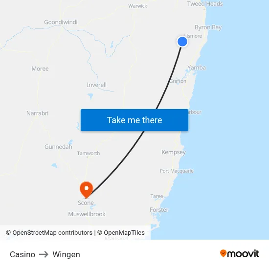 Casino to Wingen map