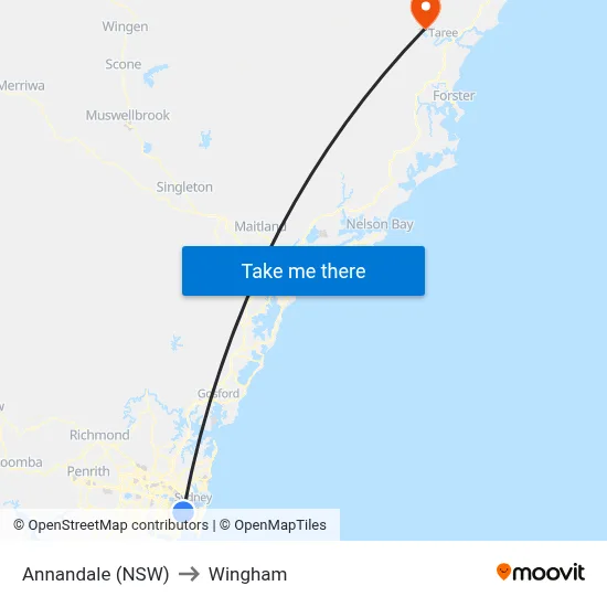 Annandale (NSW) to Wingham map