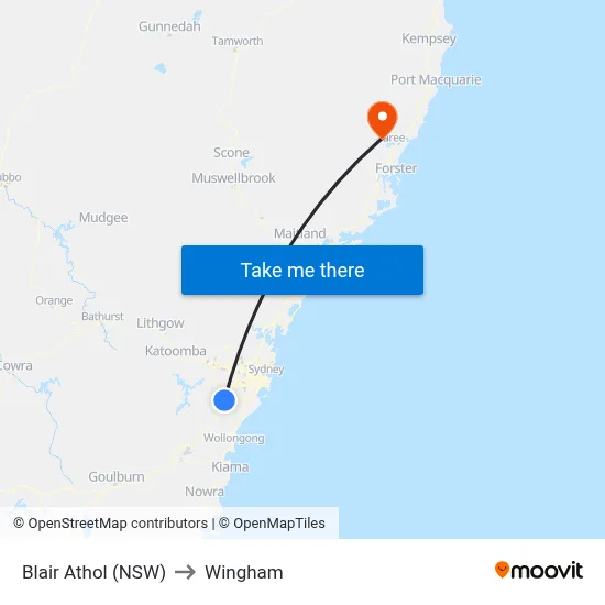 Blair Athol (NSW) to Wingham map