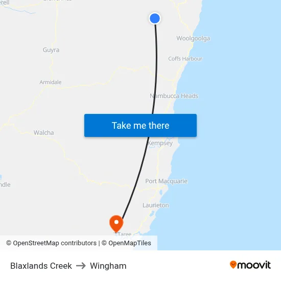 Blaxlands Creek to Wingham map
