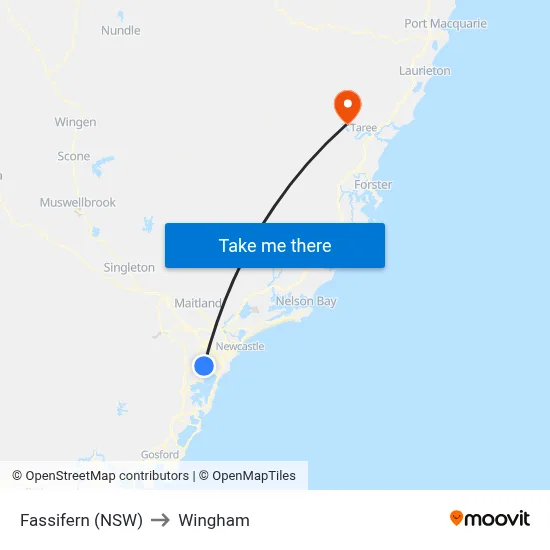 Fassifern (NSW) to Wingham map