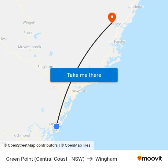Green Point (Central Coast - NSW) to Wingham map